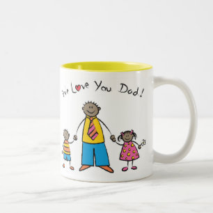 Tasse 2 Couleurs Nous t'aimons Papa Cartoon Famille Bonne Fête des