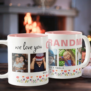 Tasse 2 Couleurs Nous vous aimons Grandma Flowers 5 Photos Keepsaké