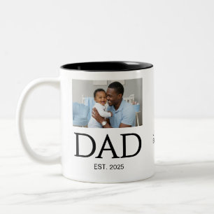 Tasse 2 Couleurs Nouveau Cadeau pour PAPA Texte Personnalisé Photo 