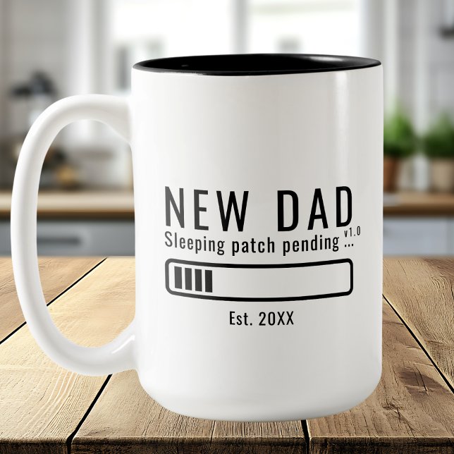 Tasse 2 Couleurs Nouveau Papa Patch Dormant Design Blanc (Créateur téléchargé)