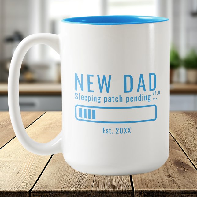 Tasse 2 Couleurs Nouveau Papa Patch Dormant Design Bleu (Créateur téléchargé)