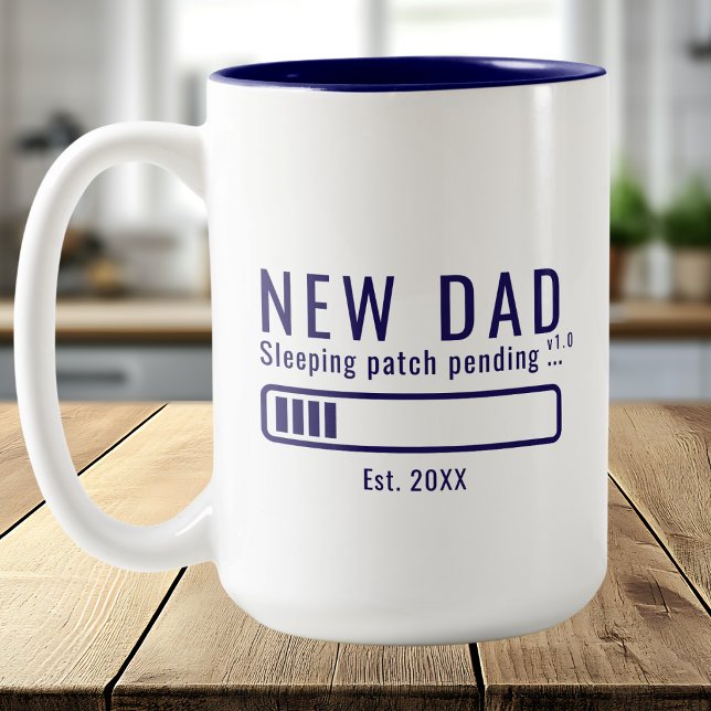 Tasse 2 Couleurs Nouveau Papa Patch Dormant Typographie Gras (Créateur téléchargé)