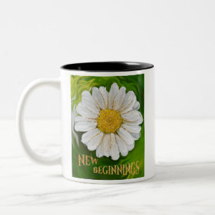 Tasse 2 Couleurs Nouveaux débuts - Puissance de fleur marguerite