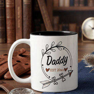 Tasse 2 Couleurs Nouveaux parents Papa Personnalisé année d'établis