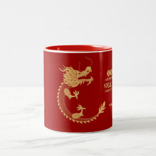Tasse 2 Couleurs Nouvel An chinois 2024 Golden Dragon Vibrant Rouge