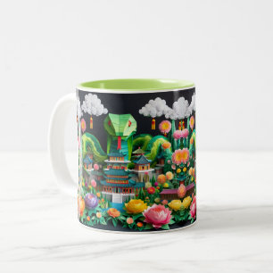 Tasse 2 Couleurs Nouvel An Chinois Serpent 2025 Origami 2TM8