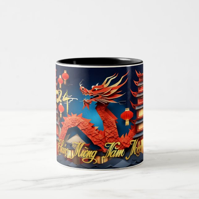 Tasse 2 Couleurs Nouvel An du Dragon Rouge vietnamien 2024 2TMug2 (Centre)
