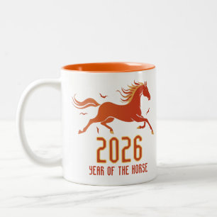 Tasse 2 Couleurs Nouvelle Année du Cheval de Feu Chinois 2026