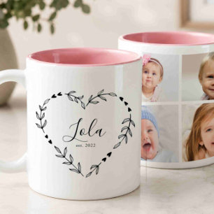 Tasse 2 Couleurs Nouvelle année Lola. Collage photo de quatre établ