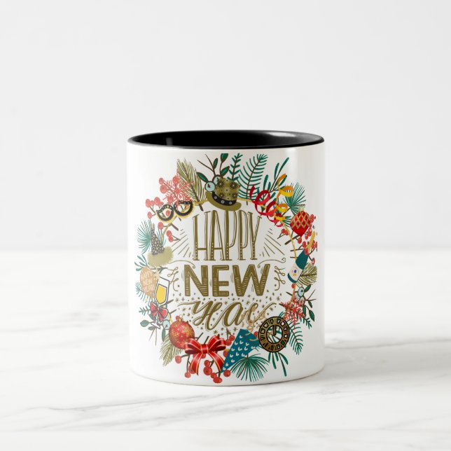 Tasse 2 Couleurs Nouvelle année Wreath (Centre)