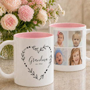 Tasse 2 Couleurs Nouvelle Grand-mère Année Est. Quatre photos