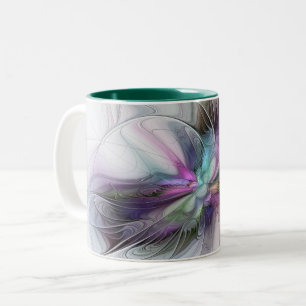 Tasse 2 Couleurs Nouvelle vie, art abstrait fractal de fantaisie co