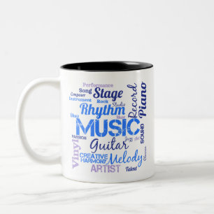 Tasse 2 Couleurs Nuage de mots amateur de musique Musicien 