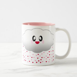 TASSE 2 COULEURS NUAGES MIGNONS PLUIE DE COEURS AMOUR