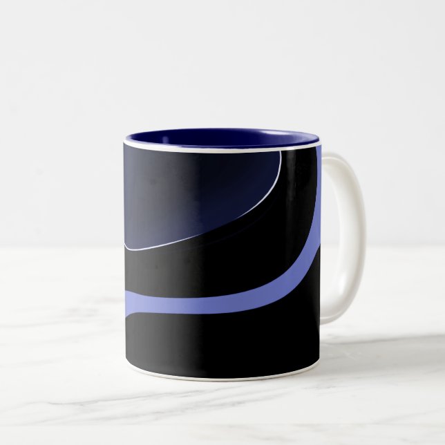 Tasse 2 Couleurs Nuit de la Comète : Bleu Abstrait, Violet & Noir (Devant droit)