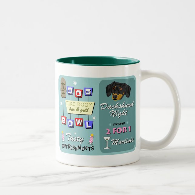 Tasse 2 Couleurs Nuit de roulement de Tiki de teckel (Droit)