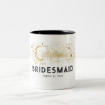 Tasse 2 Couleurs Nuit étoilée céleste Mystique Mariage romantique<br><div class="desc">Lune et étoiles céleste noir blanc et or tasse parfait pour toute fête</div>