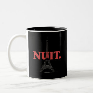 Tasse 2 Couleurs Nuit Nuit Nuit Nuit Mots Français Paris Tour