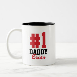 Tasse 2 Couleurs Numéro Un papa Fête des pères de nom personnalisé