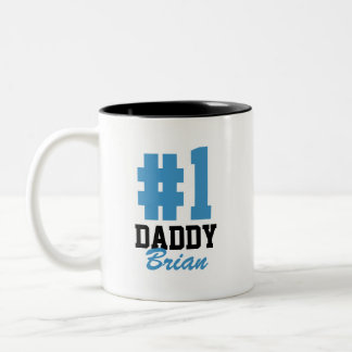 Tasse 2 Couleurs Numéro Un papa Fête des pères de nom personnalisé