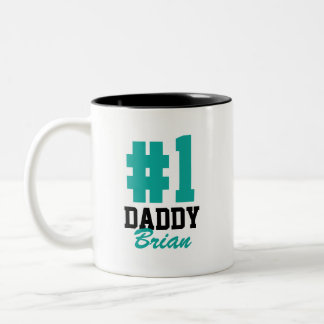 Tasse 2 Couleurs Numéro Un papa Fête des pères de nom personnalisé
