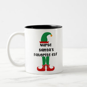 Tasse 2 Couleurs Nurse Santa's Favorite Elf Funny Nurse Christmas