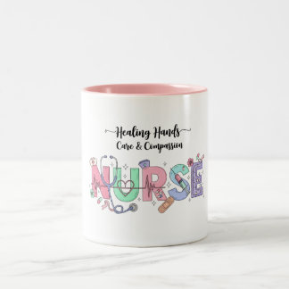Tasse 2 Couleurs Nurse Typography with Stethoscope Medical Icons 