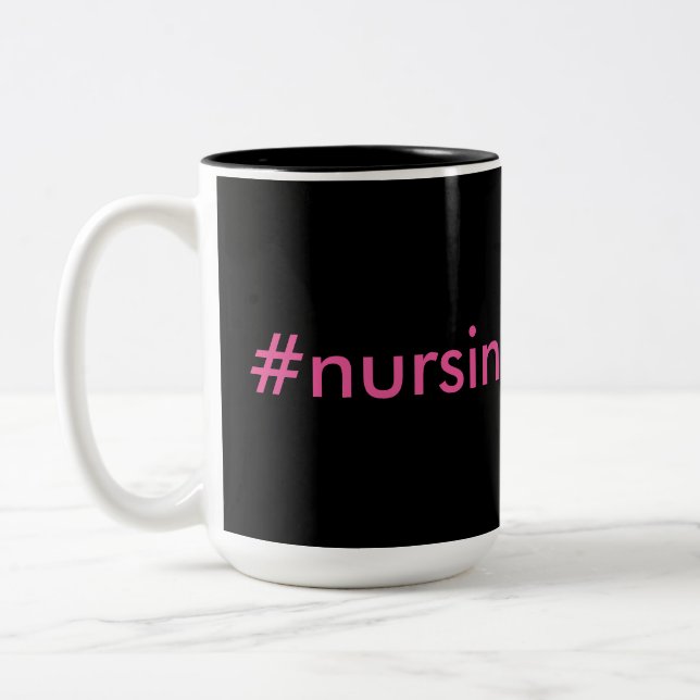 Tasse 2 Couleurs #nursingissues noir & rose (Gauche)