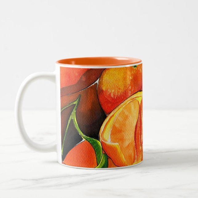 Tasse 2 Couleurs Oaquarelle mandarine (Gauche)