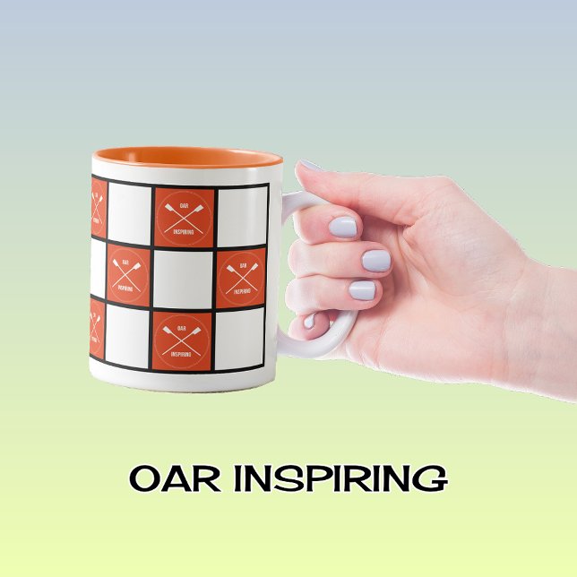 Tasse 2 Couleurs Oar inspirant carré orange rower (Mug option shown: orange two-tone)