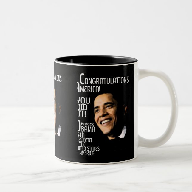 TASSE 2 COULEURS OBAMA GAGNE DES FÉLICITATIONS (Droit)