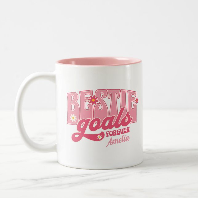 Tasse 2 Couleurs Objectifs de Meilleure Amie Pour Toujours Typograp (Gauche)