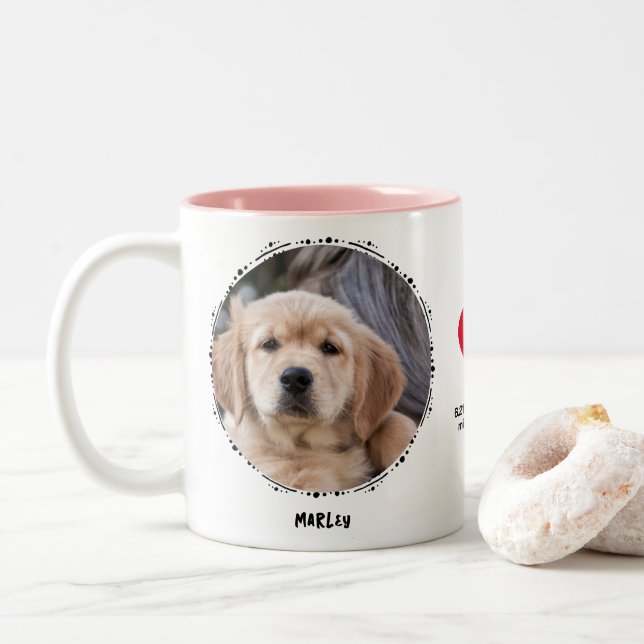 Tasse 2 Couleurs Objet de souvenir de deuil de chien personnalisé a (Avec donut)