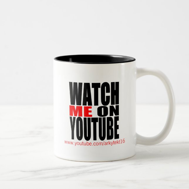Tasse 2 Couleurs Observez-moi sur YouTube | modernes (foncé) (Droit)