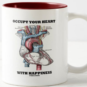 Tasse 2 Couleurs Occupez votre coeur avec bonheur (anatomique)