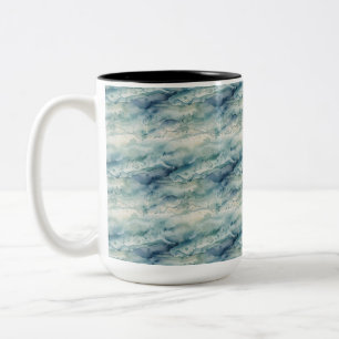Tasse 2 Couleurs Océan Aquarelle Abstrait Esthétique Bleu Côtière