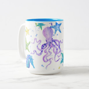 Tasse 2 Couleurs Océan Beach Sea Shore Octopus Starfish Sequestre