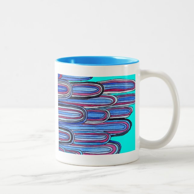 Tasse 2 Couleurs Ocean Waves aqua blue pattern (Droit)