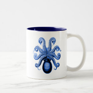 Tasse 2 Couleurs Octopus bleu vintage 1 sous