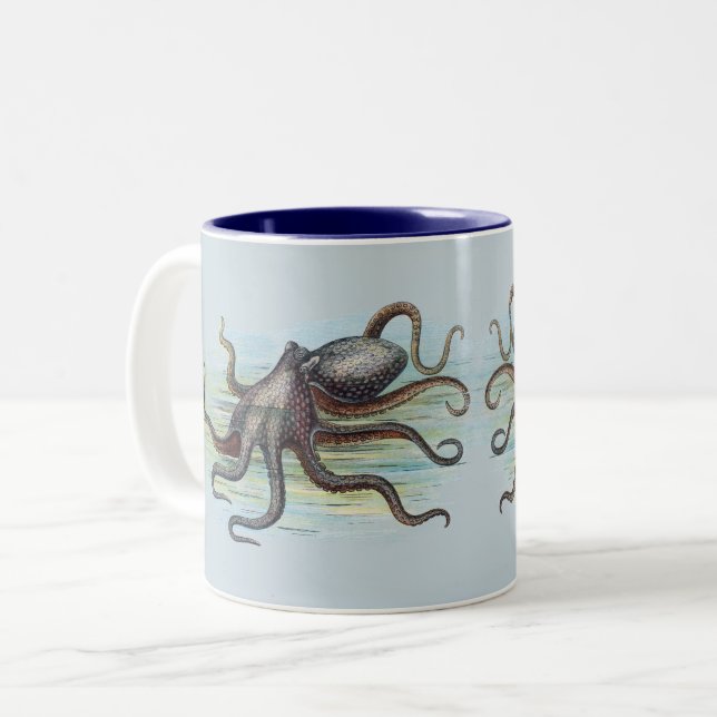 Tasse 2 Couleurs Octopus vintage (Devant gauche)