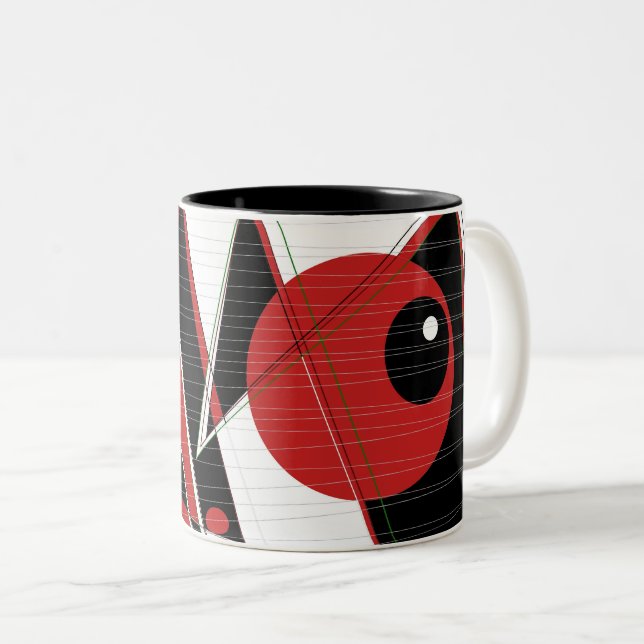 Tasse 2 Couleurs Oeil rouge observant deux tonneaux (Devant droit)