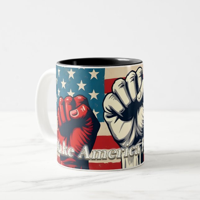 Tasse 2 Couleurs Œuvre d'art Make America Free Again (Devant gauche)