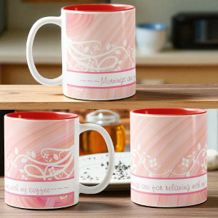 Tasse 2 Couleurs Oeuvres d'art Peach Pastel Spirals et Filigree