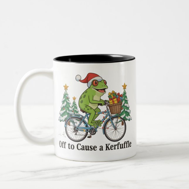 Tasse 2 Couleurs Off To Cause A Kerfuffle Frog Christmas Funny Meme (Gauche)