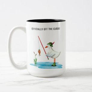 Tasse 2 Couleurs Officiellement hors service drôle de goéland pêche