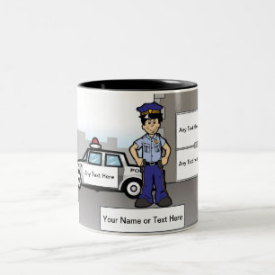 Tasse 2 Couleurs Officier de police personnalisé - Dessin masculin