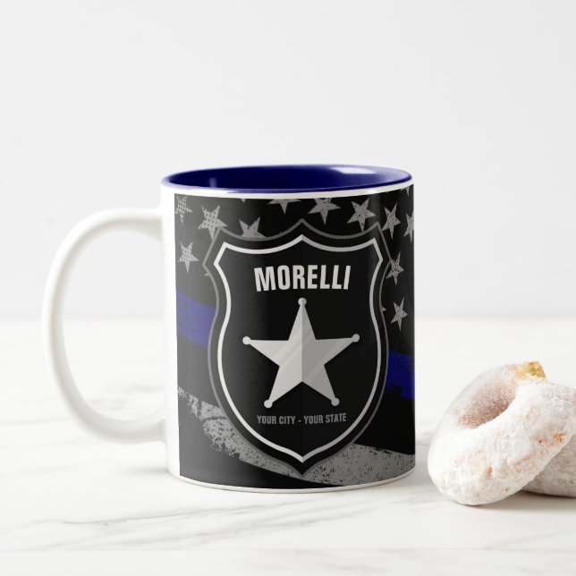 Tasse 2 Couleurs Officier de police Shérif Cop Flag (Avec donut)