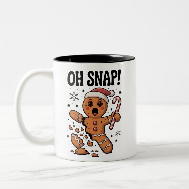 Tasse 2 Couleurs Oh Snap! Christmas Gingerbread Cookie Santa Hat  (Gauche)