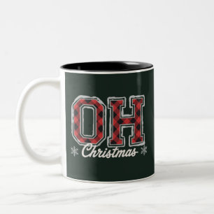 Tasse 2 Couleurs Oh Vacances de Noël Plaid de Buffalo Famille Fête 