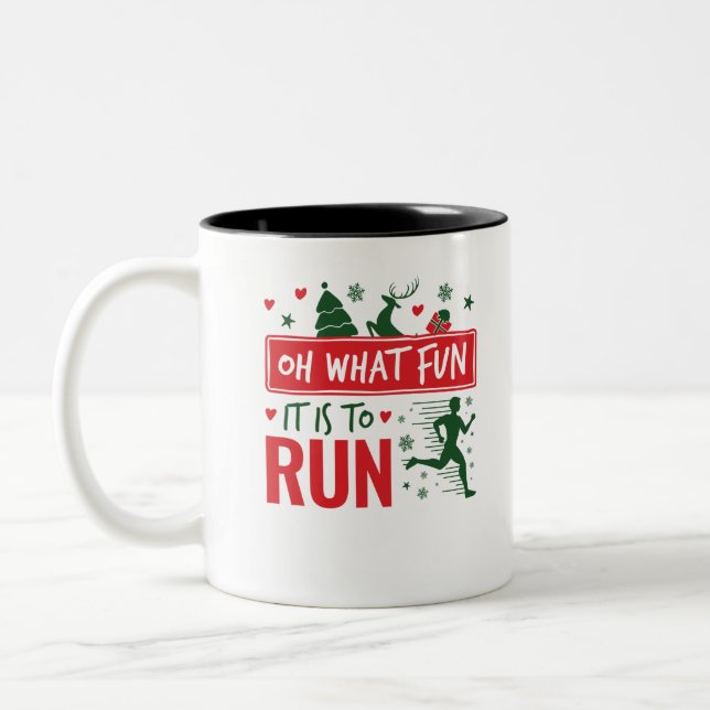 Tasse 2 Couleurs Oh What Fun It Is to Run Christmas Runner (Gauche)